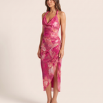 Roxanne | Fuchsia Floral Bodycon Cocktail Dresses — Fuchsia — studio three-quarter