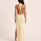 Ruched Halter Maxi Dress with Deep V Neck – alternate product view