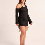Asymmetric Ruched Long Sleeve Mini Dress – alternate product view