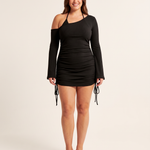 Asymmetric Ruched Long Sleeve Mini Dress – primary product view