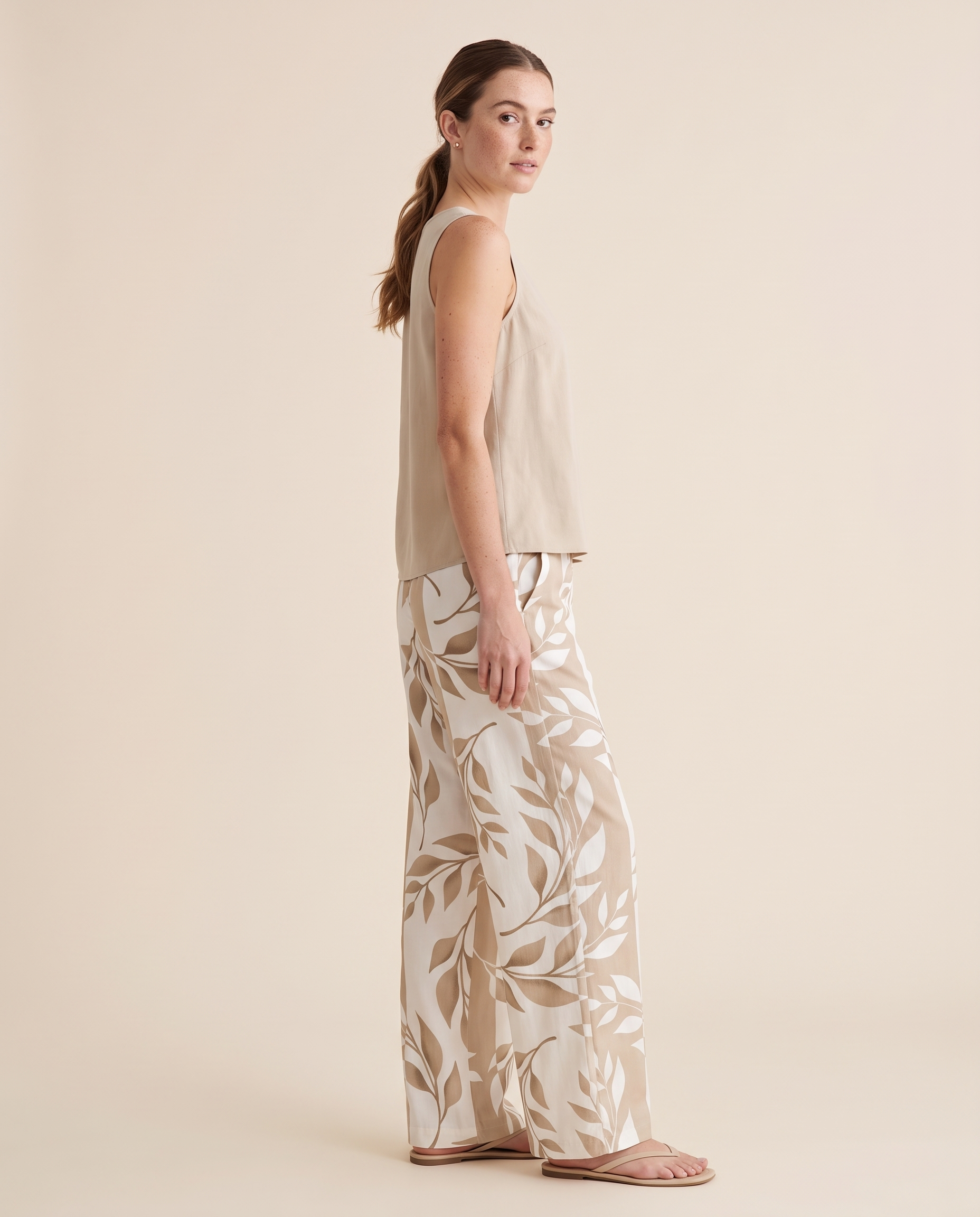 Rue Relaxed Sleeveless Two-Piece Trouser Set – three-quarter view