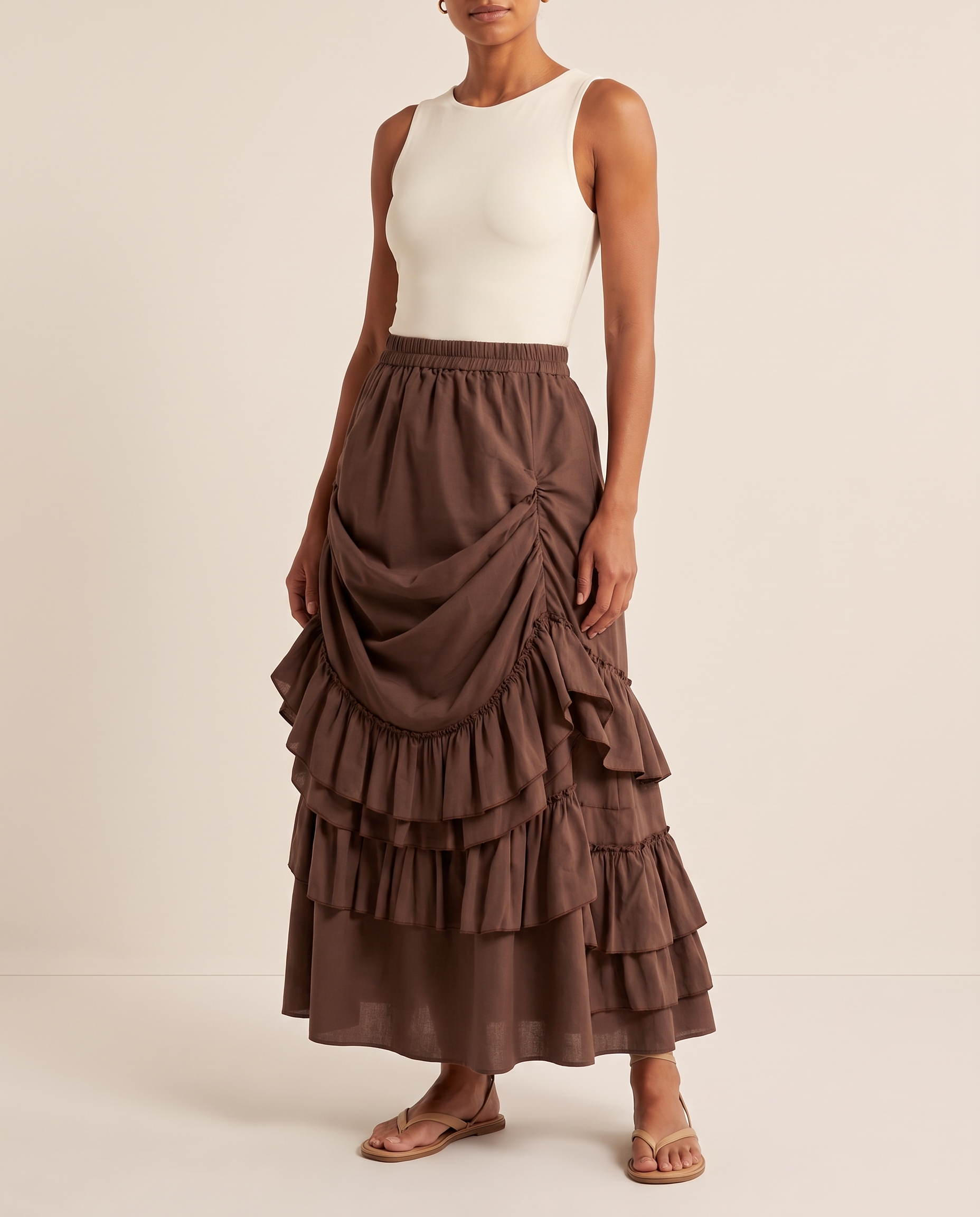 Tiered Ruffle Maxi Skirt – angle