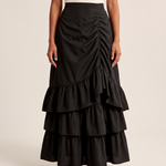 Tiered Ruffle Maxi Skirt – Black