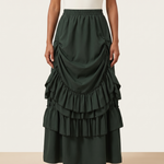 Tiered Ruffle Maxi Skirt – Green