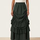 Tiered Ruffle Maxi Skirt – Green