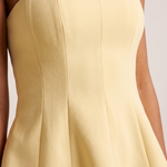 Ruffle Trim Bustier Top with Tube Neckline — tight editorial product detail showing the fabric texture, stitching, neckline and construction