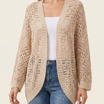 Sable Open-Front Batwing Knit Cardigan – studio front view