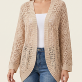 Sable Open-Front Batwing Knit Cardigan – studio front view