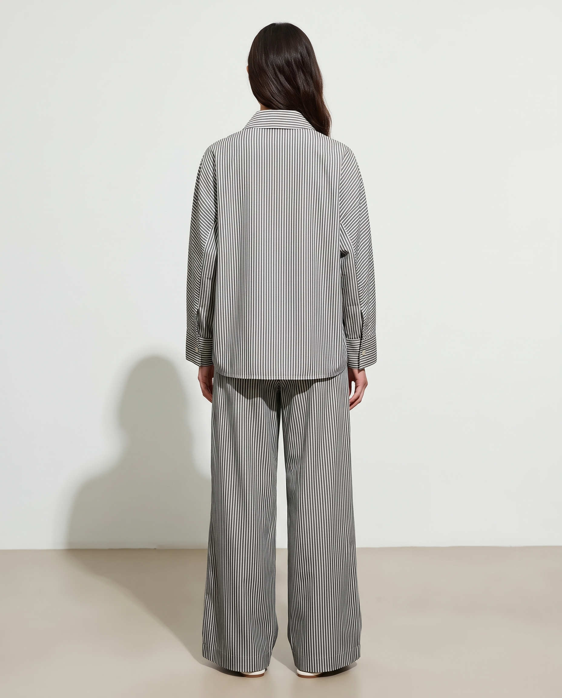 Sable Long-Sleeve Trouser Set – studio back view