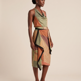 Santorini Halter Top and Wrap Midi Skirt Set – three-quarter view