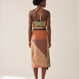 Santorini Halter Top and Wrap Midi Skirt Set – back