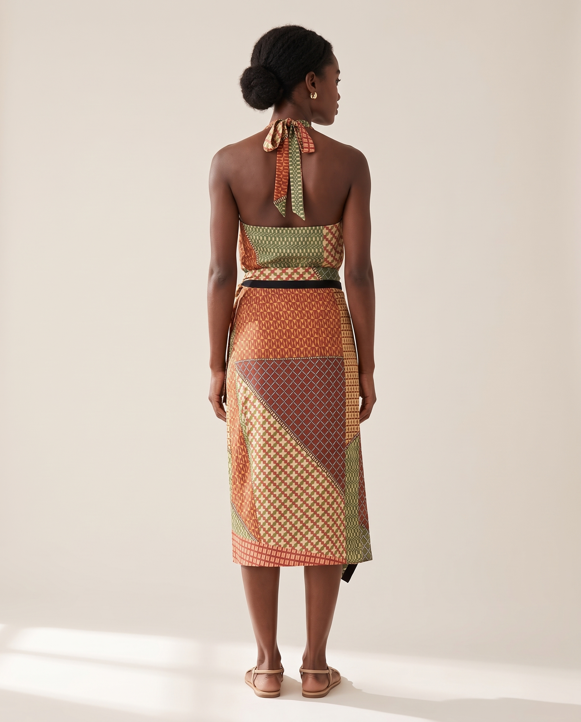 Santorini Halter Top and Wrap Midi Skirt Set – back
