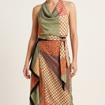 Santorini Halter Top and Wrap Midi Skirt Set – studio front view
