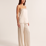 Satin Bustier and Wide Leg Trouser Set – three-quarter view