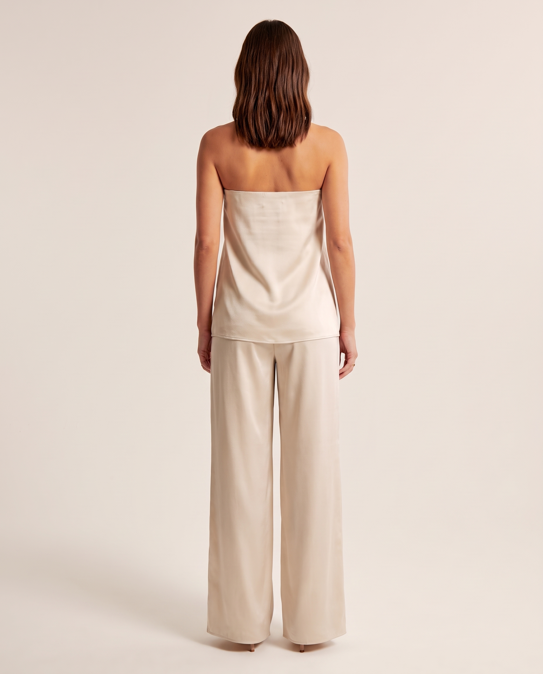Satin Bustier and Wide Leg Trouser Set – back
