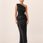 Satin One Shoulder Maxi Dress with Panelled Skirt – product detail view 4