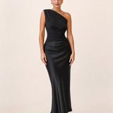 Satin One Shoulder Maxi Dress with Panelled Skirt – product detail view 4