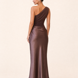 Satin One Shoulder Maxi Dress with Panelled Skirt – alternate product view