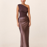 Satin One Shoulder Maxi Dress with Panelled Skirt – primary product view