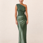 Satin One Shoulder Maxi Dress with Panelled Skirt – product detail view 3