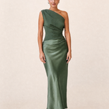 Satin One Shoulder Maxi Dress with Panelled Skirt – product detail view 3