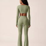 Seamless Two Piece Activewear Set with Long Sleeve Top – back