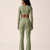 Seamless Two Piece Activewear Set with Long Sleeve Top – back