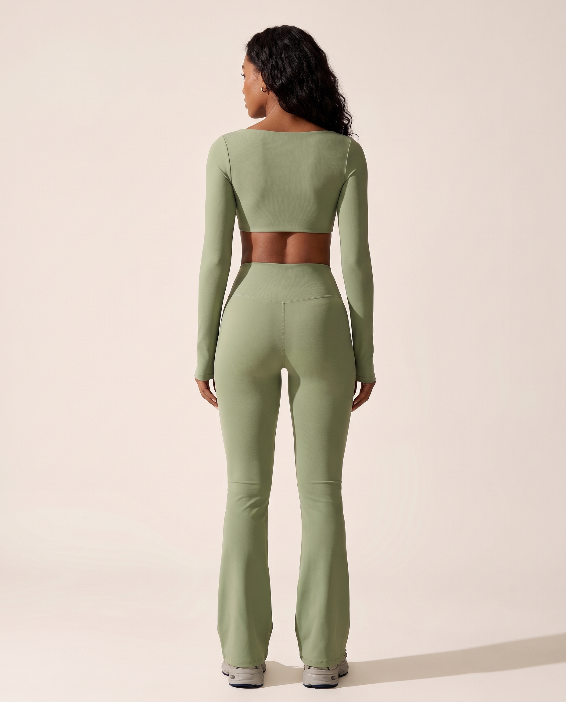 Seamless Two Piece Activewear Set with Long Sleeve Top – back