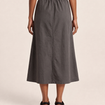 Grey A-Line Midi Skirt — grey back view
