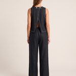 Sleeveless Vest and Wide-Leg Trouser Set — back view