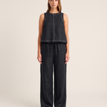 Sleeveless Vest and Wide-Leg Trouser Set — front view