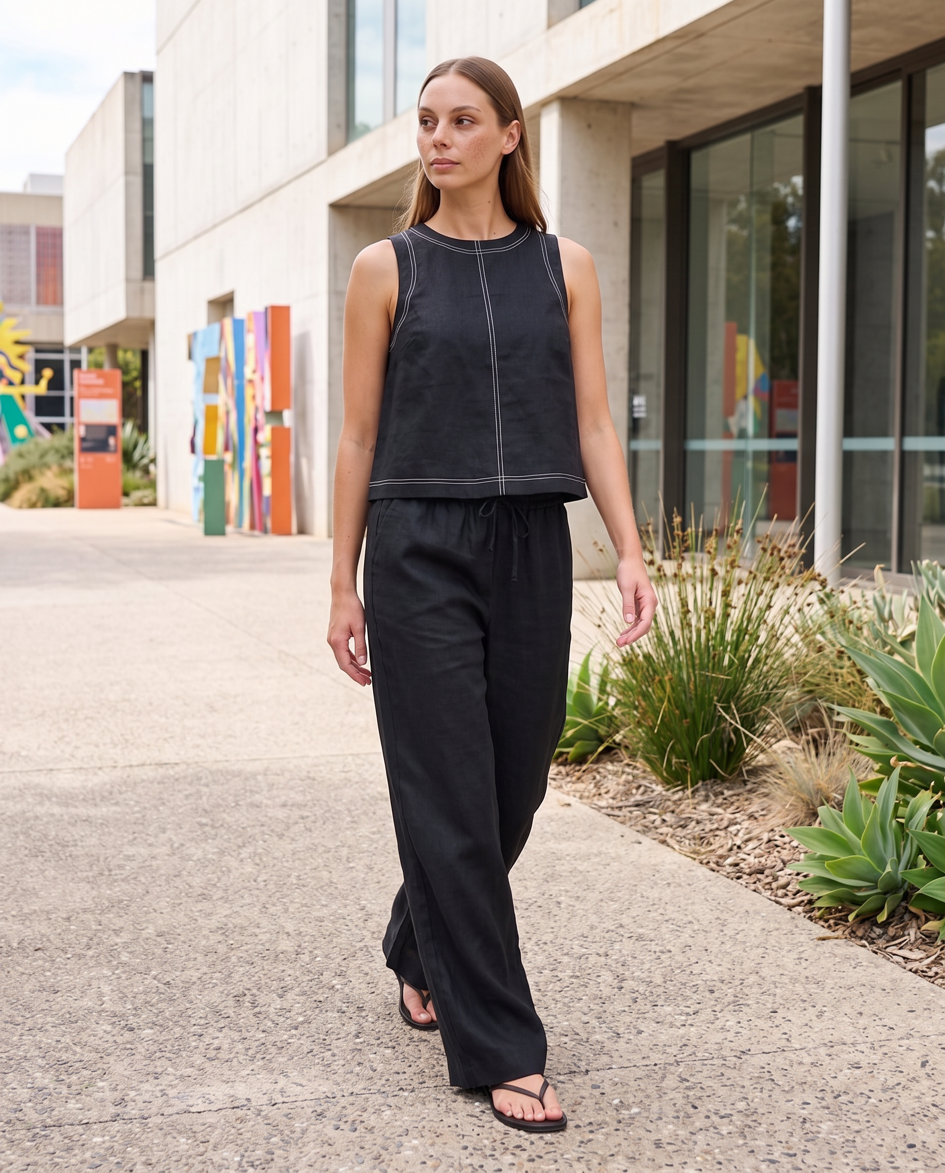 Sleeveless Vest and Wide-Leg Trouser Set — Australian lifestyle view 2