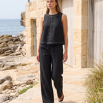 Sleeveless Vest and Wide-Leg Trouser Set — outdoor styling