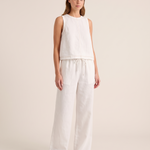 Sleeveless Vest and Wide-Leg Trouser Set — White