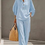 Frankie Elegant Wide-Leg Collared Trouser Set – product detail view 4