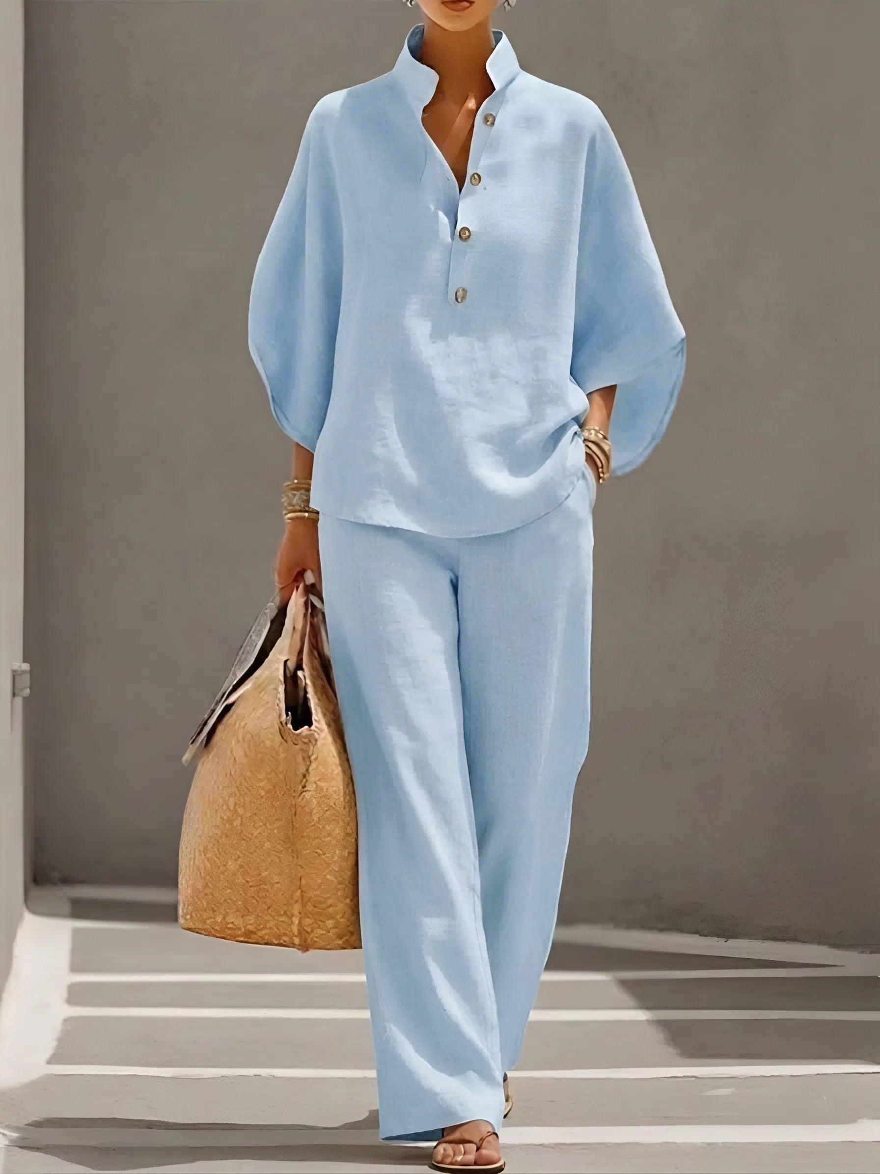 Frankie Elegant Wide-Leg Collared Trouser Set – product detail view 4