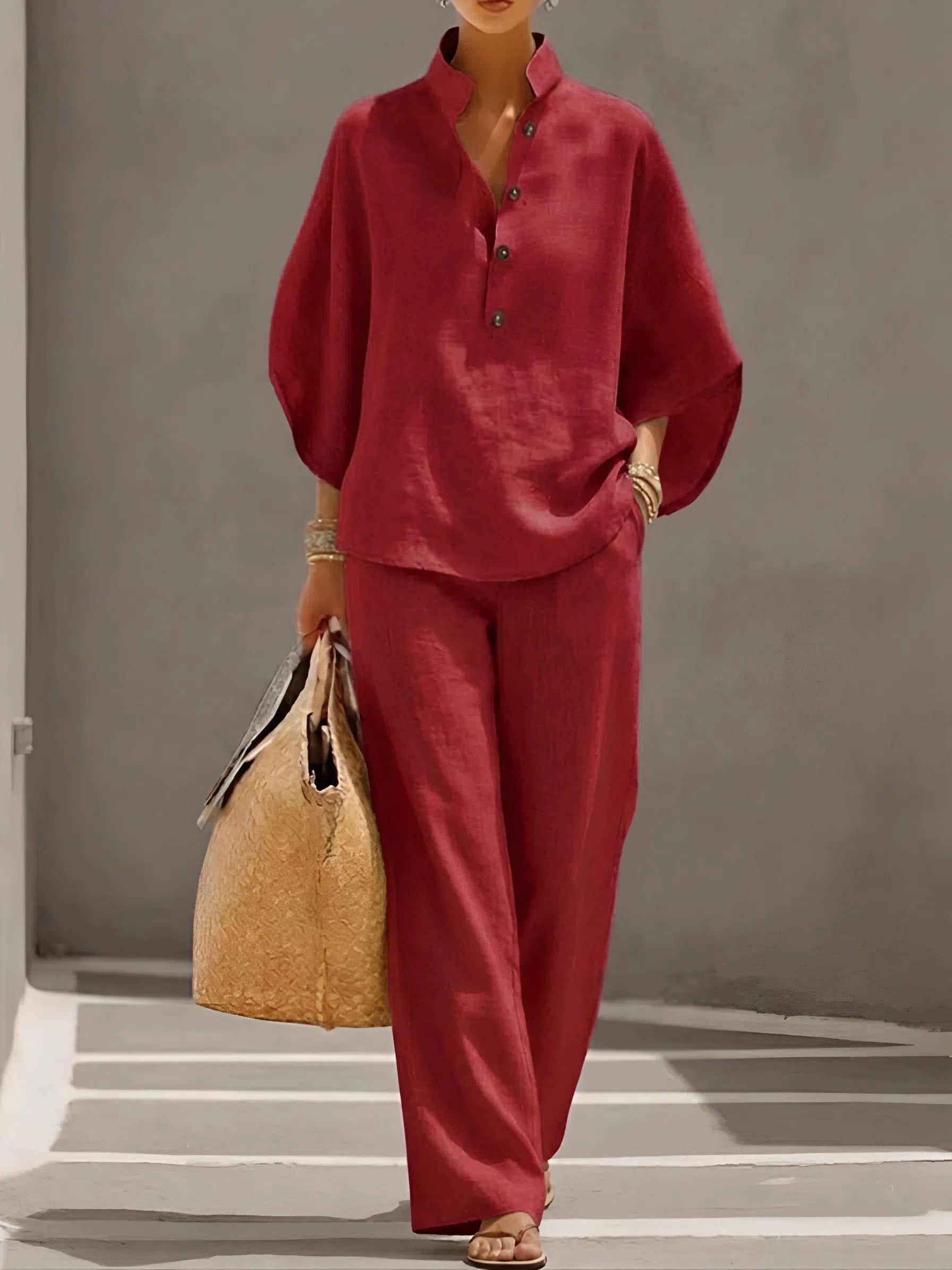 Frankie Elegant Wide-Leg Collared Trouser Set – product detail view 2