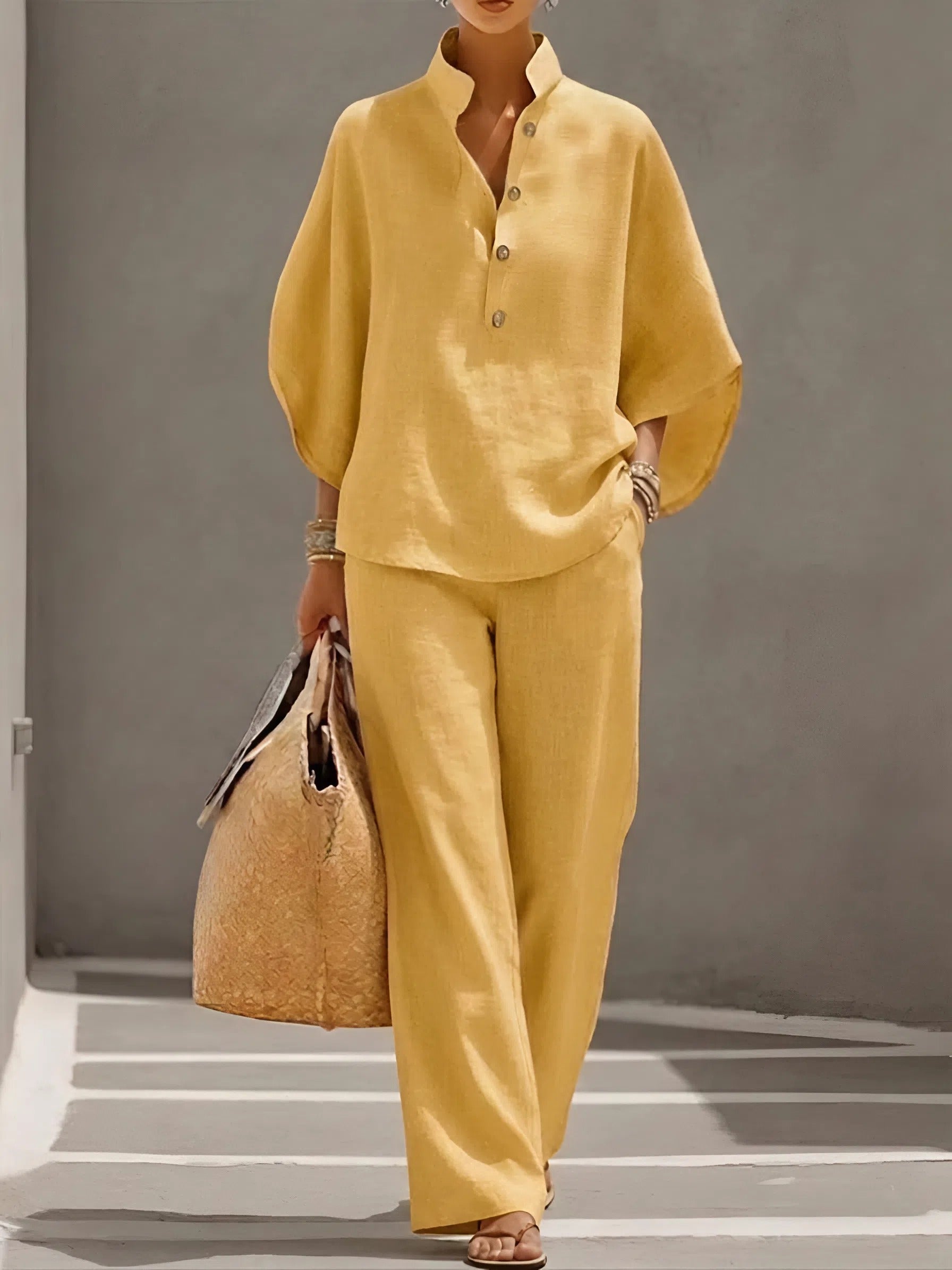 Frankie Elegant Wide-Leg Collared Trouser Set – product detail view 5