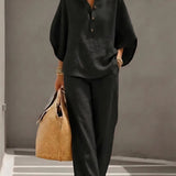 Frankie Elegant Wide-Leg Collared Trouser Set – product detail view 6