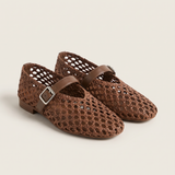Solene Classic Round-Toe Mesh Mules — Brown variant