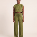 Solène Relaxed Linen Pant Set in Green