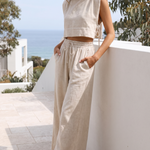 Solène Relaxed Linen Pant Set – Australian lifestyle view