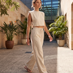 Solène Relaxed Linen Pant Set — Australian lifestyle view 2