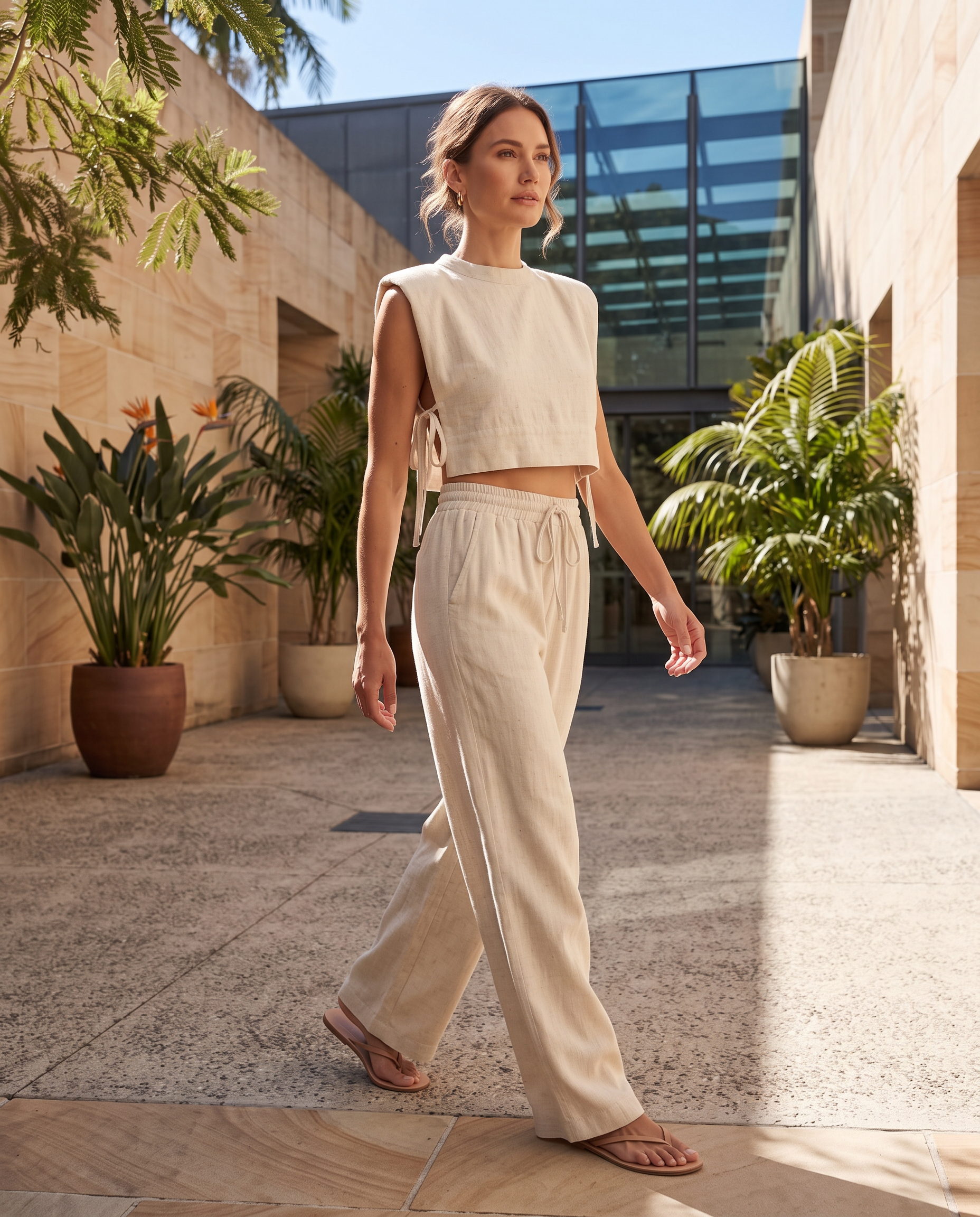 Solène Relaxed Linen Pant Set — Australian lifestyle view 2