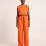Solène Relaxed Linen Pant Set in Orange