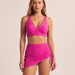 Solivia | Women's Three Piece Bikini Set With Ruched Skirt And Sheer Overlay — variant studio