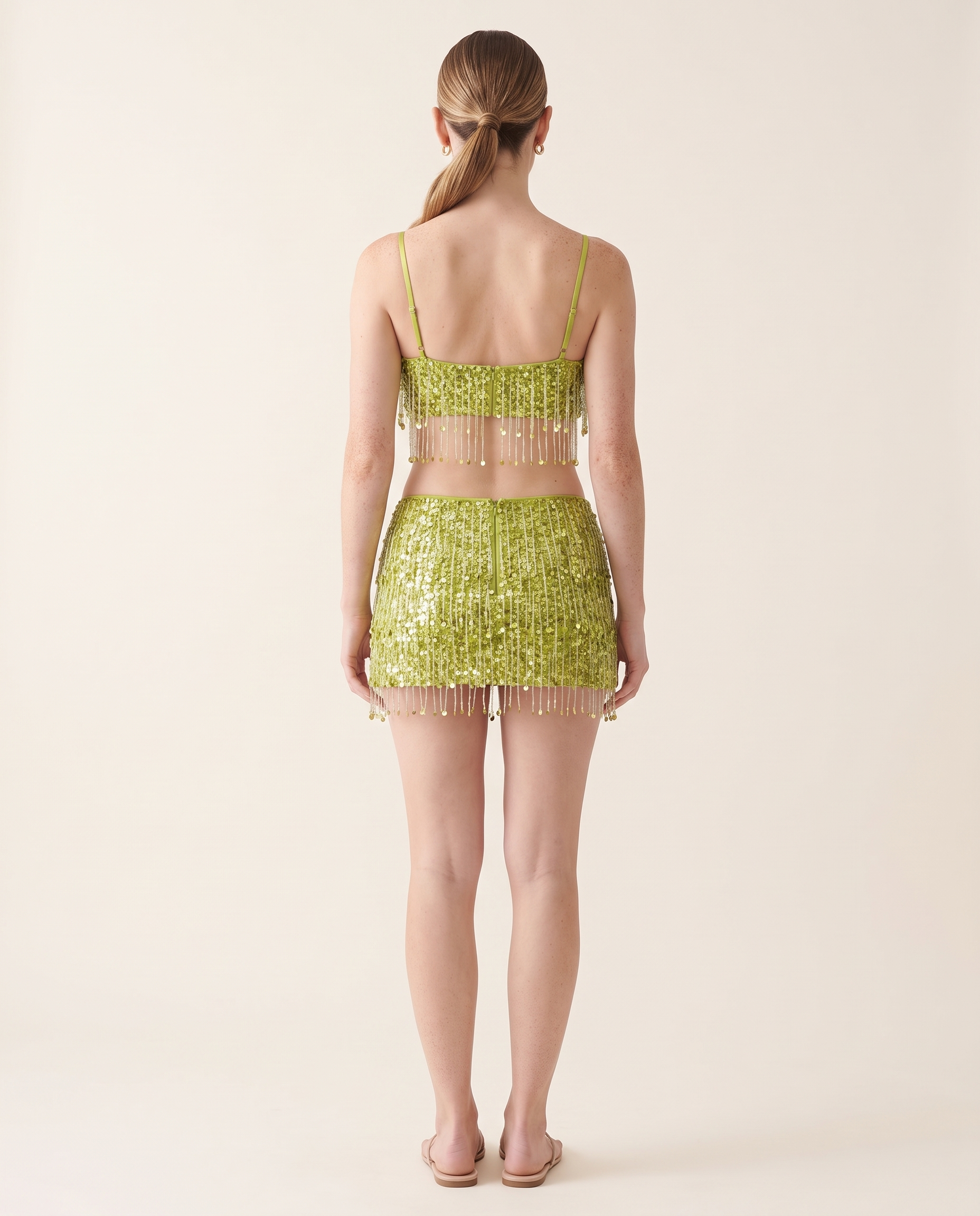 Sora Sequin Fringe Crop Top and Mini Skirt Separates – back