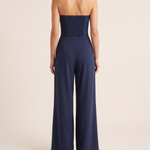 Strapless Wide-Leg Jumpsuit – Sleek Evening Ease — Blue — back view