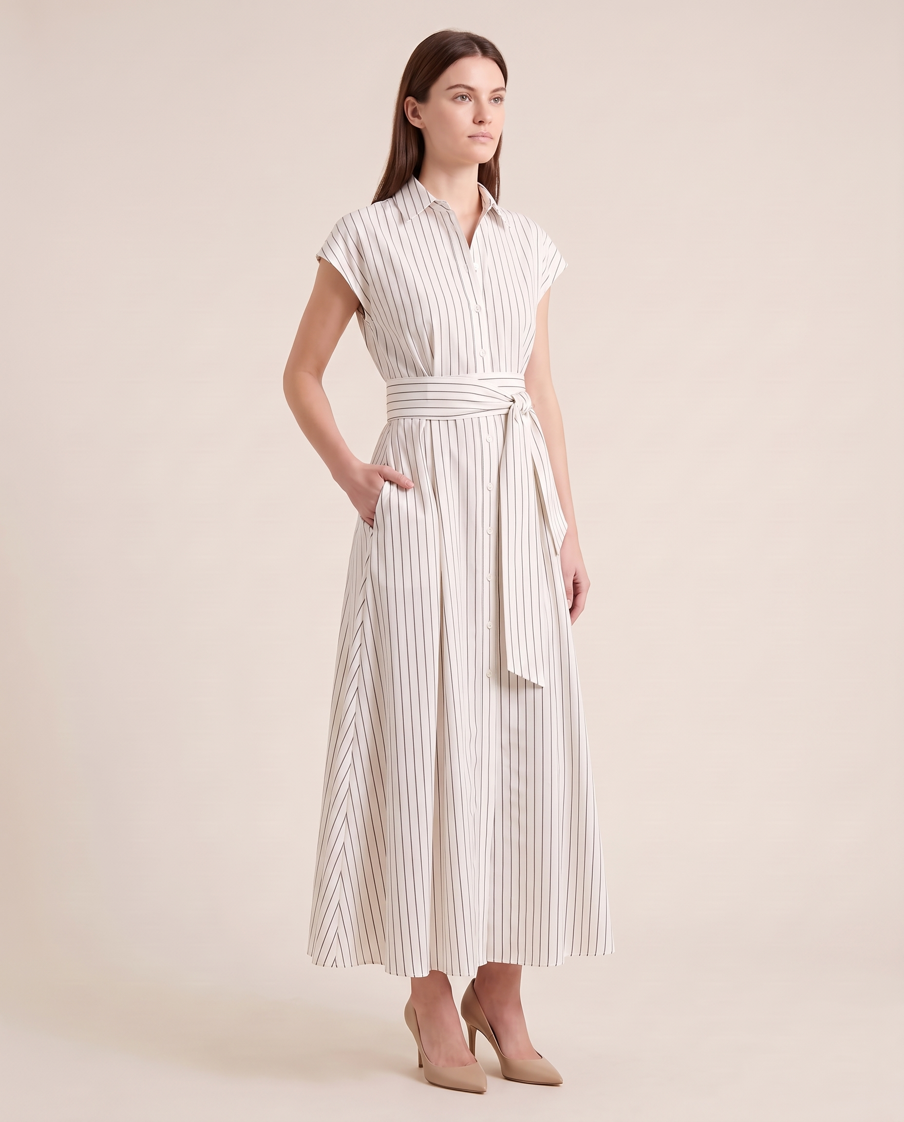 Sleeveless Button-Front Maxi Dress — front view