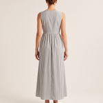 Striped Sleeveless Lace-Up Maxi Dress — back